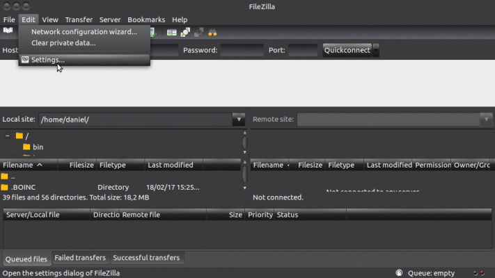 <?php echo _('FileZilla settings'); ?>